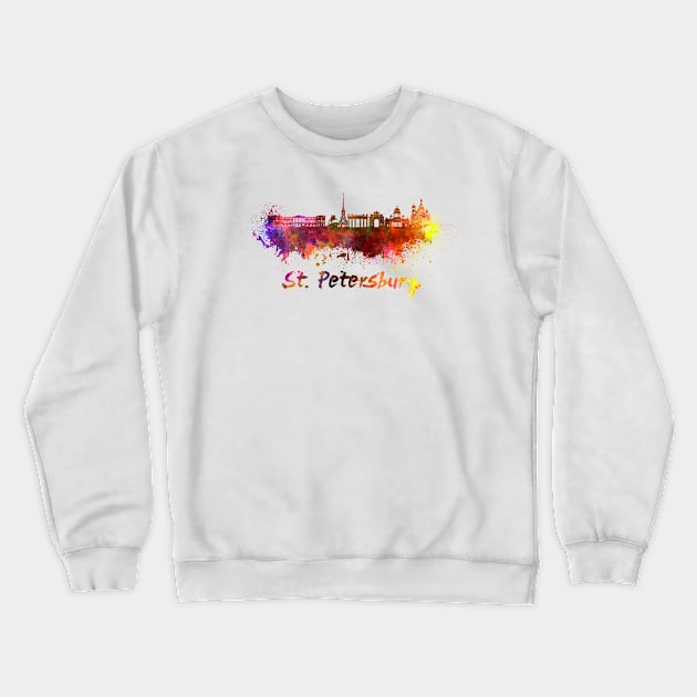 St,Petersburg skyline in watercolor Crewneck Sweatshirt by PaulrommerArt